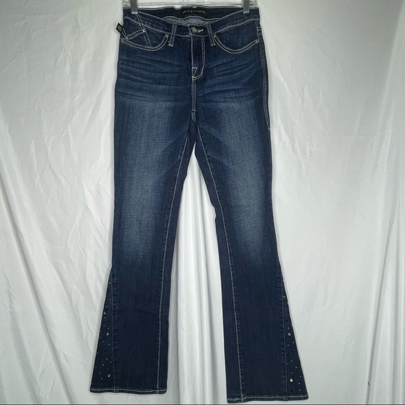 Rock & Republic Kasandra Ankle Spike Embellished Dark Wash Stretch Jeans 6M - Picture 1 of 11